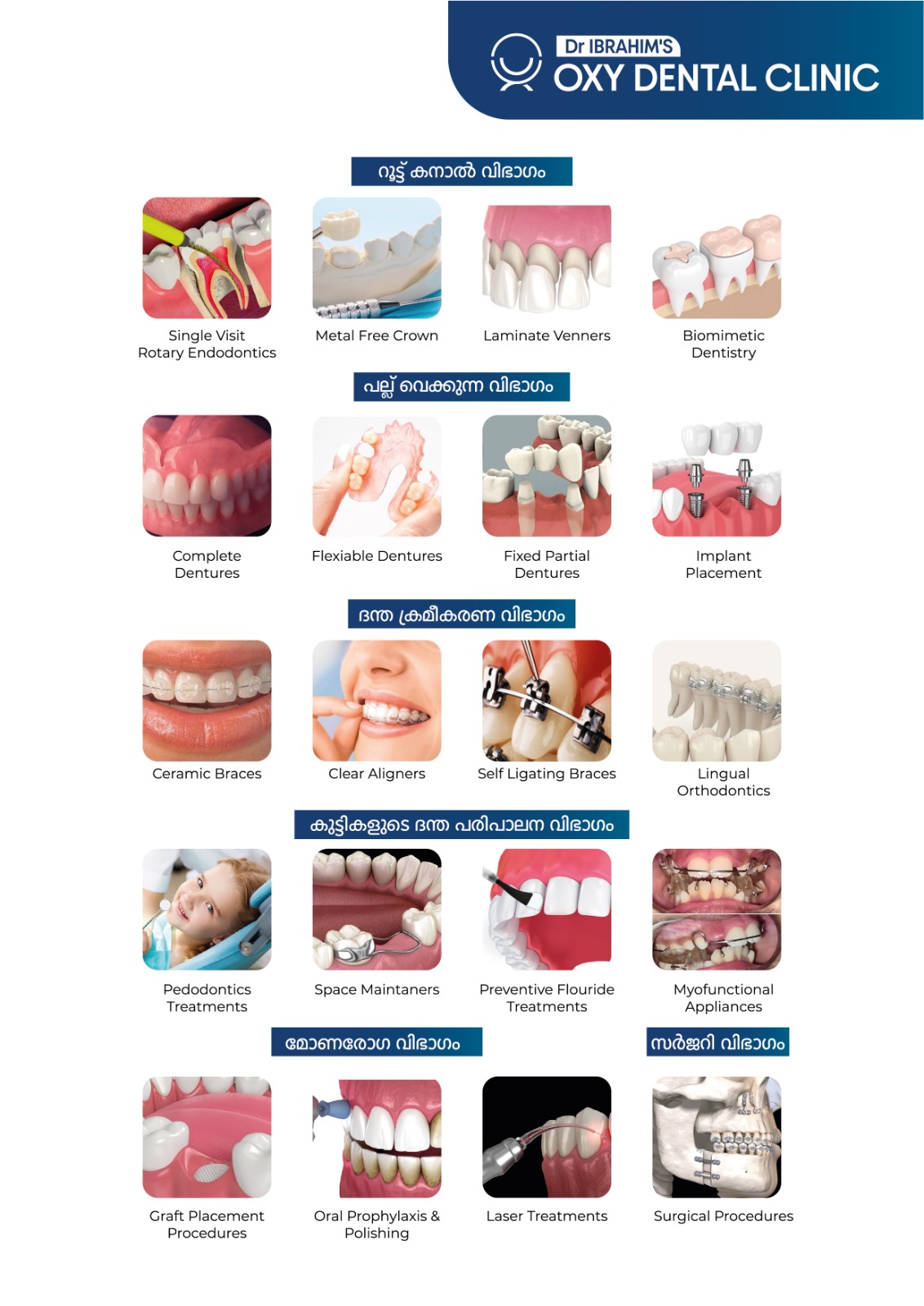 Dr Ibrahim oxy dental clinic Departments